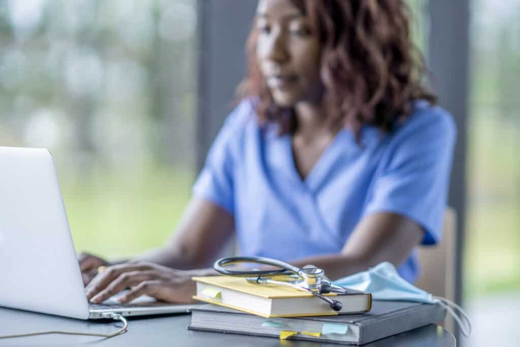 Medical student studying