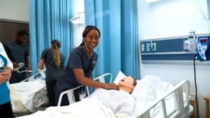 Miami pharmacy technician student hands on training with other students